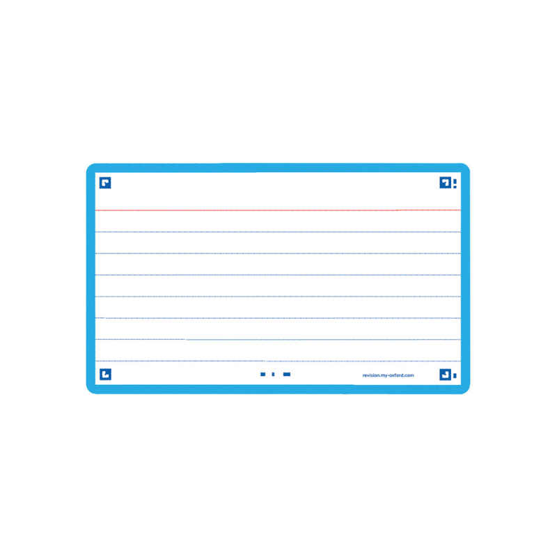 Ficha de revision oxford flashcards 2.0 75x125 mm 250 g rayado horizontal color turquesa paquete de 30