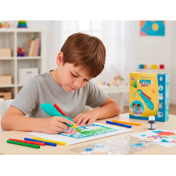 Aerografo infantil imaginovo recargable con usb contiene 30 plantillas y 12 rotuladores colores surtidos