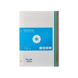 Recambio antartik a4 80 hojas 90gr cuadro 5 mm 4 taladros bandas de 5 colores pasteles