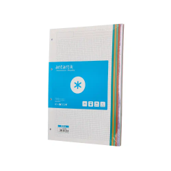 Recambio antartik a4 80 hojas 90gr cuadro 5 mm 4 taladros bandas de 5 colores pasteles