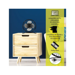 Ventilador sobremesa avant 3w diametro 150 mm alimentacion usb longitud cable 1 mt color negro