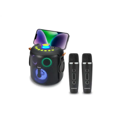 Altavoz daewoo karaoke 15w bluetooth luces led radio fm 2 microfonos inalambricos color negro