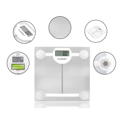 Bascula baño q-connect digital con pantalla lcd precision 100 gr capacidad de 5 kg a 180 kg 300x300x22mm