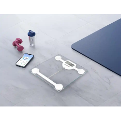 Bascula baño q-connect digital con pantalla lcd precision 100 gr capacidad de 5 kg a 180 kg 300x300x22mm