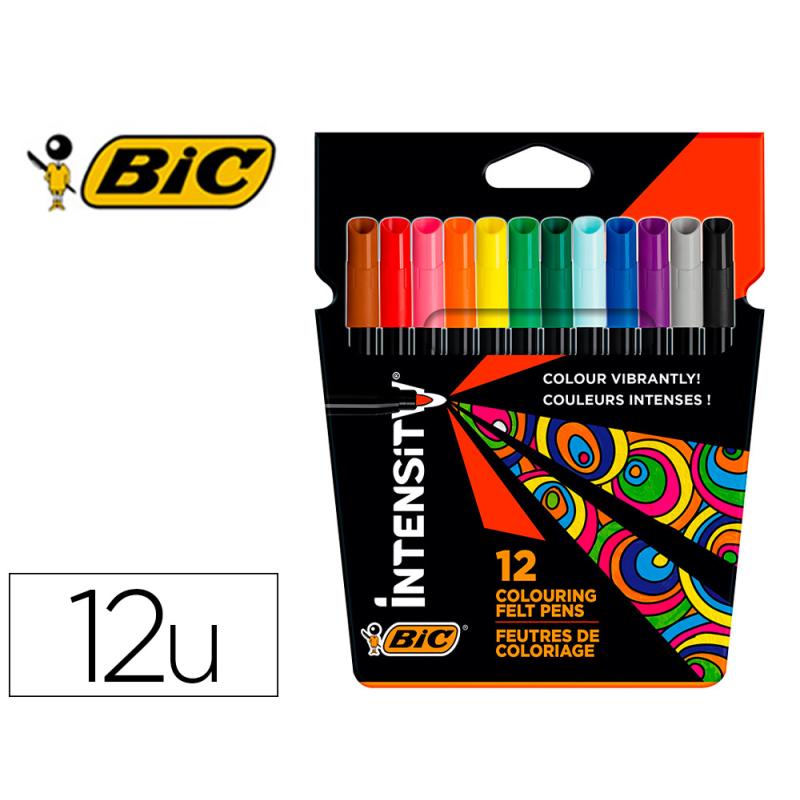 Rotulador bic intensity estuche de 12 unidades colores surtidos