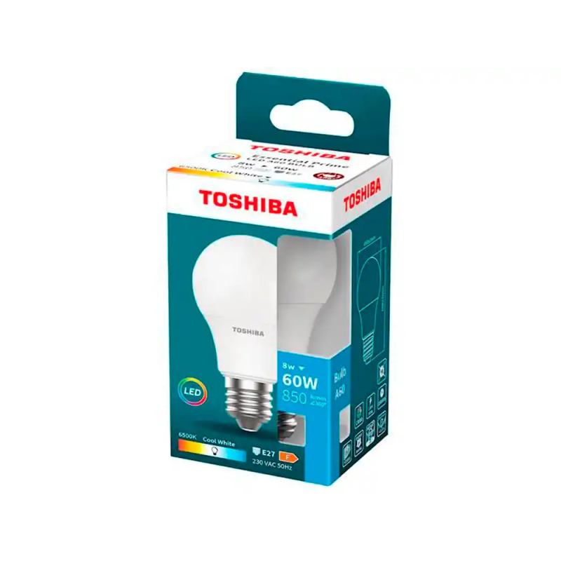 Bombilla led toshiba essential a60 e27 8w luz fria 6500k