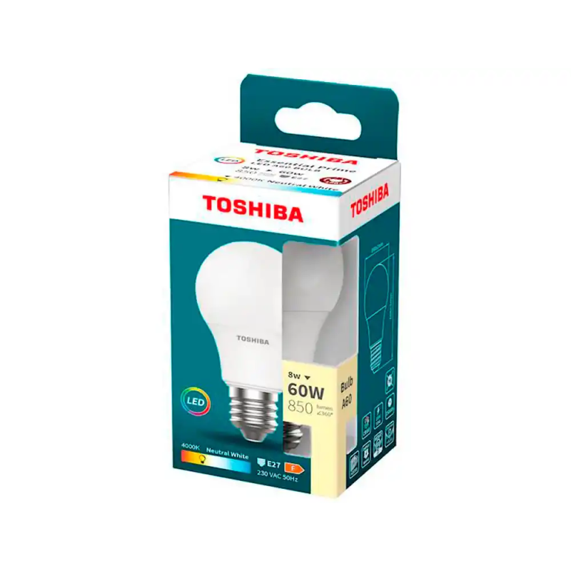 Bombilla led toshiba essential a60 e27 8w luz neutra 4000k