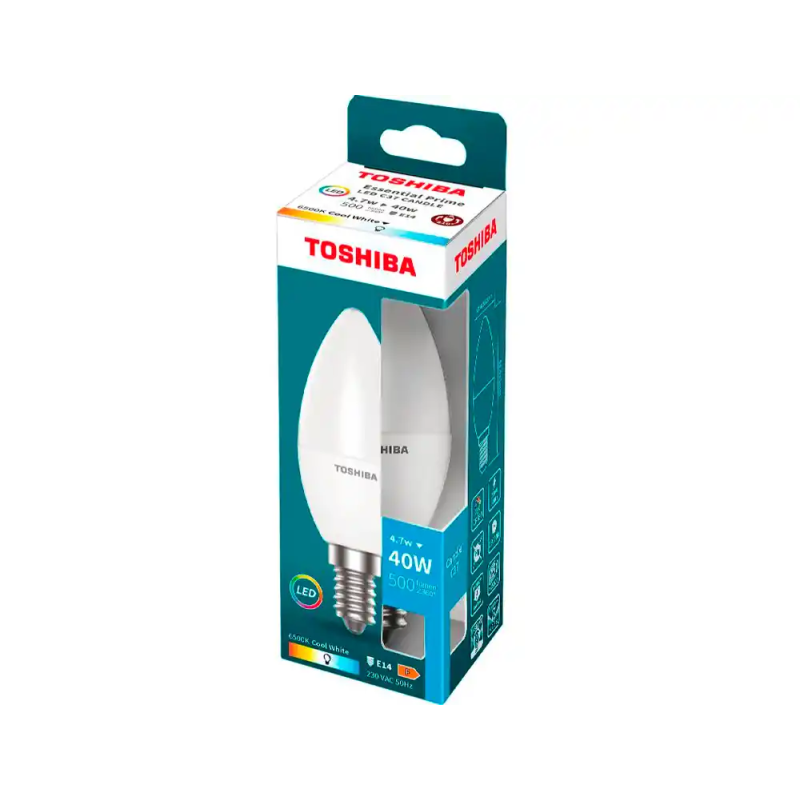 Bombilla led toshiba essential c37 e14 4.7w luz fria 6500k