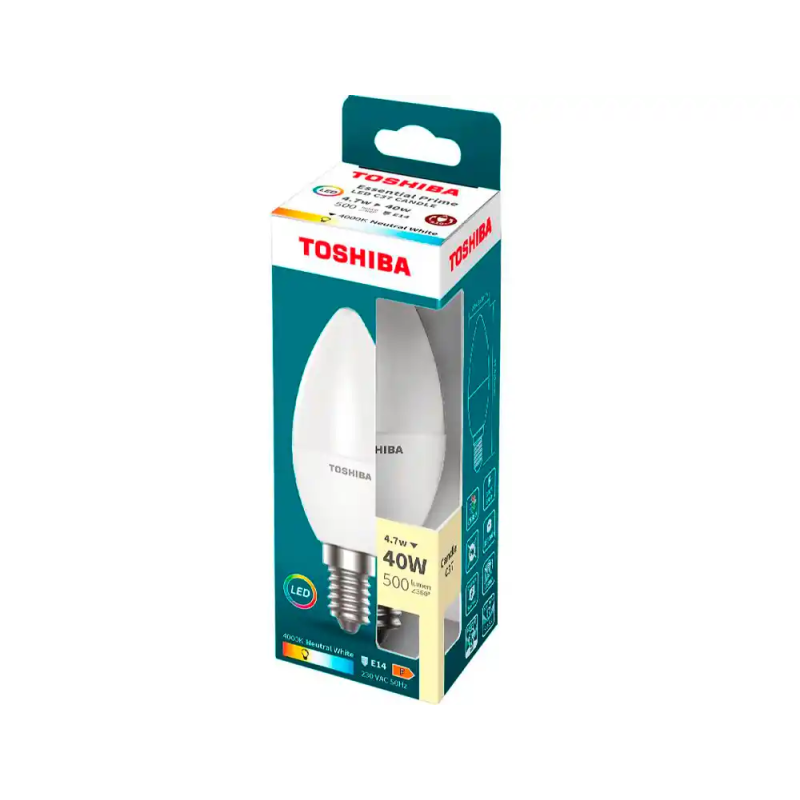 Bombilla led toshiba essential c37 e14 4.7w luz neutra 4000k