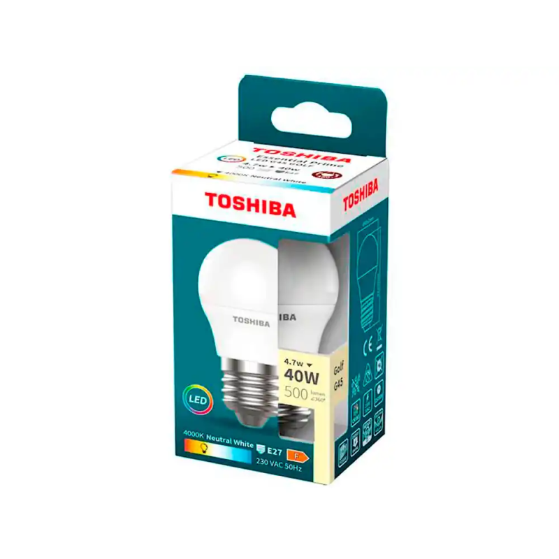 Bombilla led toshiba essential g45 e27 4.7w luz neutra 4000k