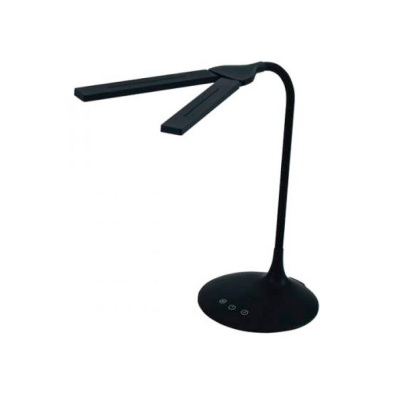 Lampara de escritorio archivo 2000 led 6w 280lm doble cabezal brillo regulable 2 niveles color recargable negro
