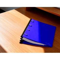 Carpeta liderpapel 4 anillas redondas 25 mm polipropileno din a4 ultra compacta con lomo extensible 4 cm azul