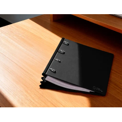 Carpeta liderpapel 4 anillas redondas 25 mm polipropileno din a4 ultra compacta con lomo extensible 4 cm negro