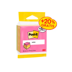 Bloc de notas adhesivas quita y pon post-it cubo 76x76 mm expositor suelo de 96 unidades surtidas 400x400x900 mm