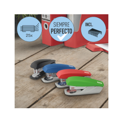 Grapadora petrus 210 reycle rojo capacidad 25 hojas usa grapas 22/6