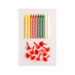 Velas cumpleaños con soporte blister de 20 unidades colores surtidos