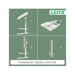 Mesa leitz ergo pequeña plegable regulable en altura hasta 109 cm color blanco 460x740x650 mm