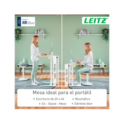 Mesa leitz ergo pequeña plegable regulable en altura hasta 109 cm color blanco 460x740x650 mm