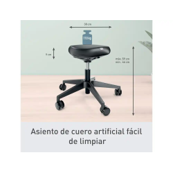 Taburete leitz ergo con asiento triangular 5 ruedas giratorias regulable en altura hasta 59 cm negro