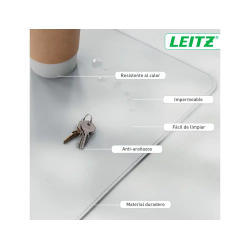 Alfombrilla de sobremesa leitz 80x40 cm color gris claro