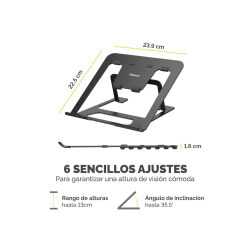 Soporte para portatil fellowes aluminia plegable negro 315x230x20 mm
