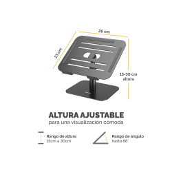 Soporte para portatil fellowes aluminia con peana negro 280x245x65 mm