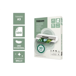 Bolsa de plastificar fellowes recicladas brillo din a3 80 mc pack de 100 unidades