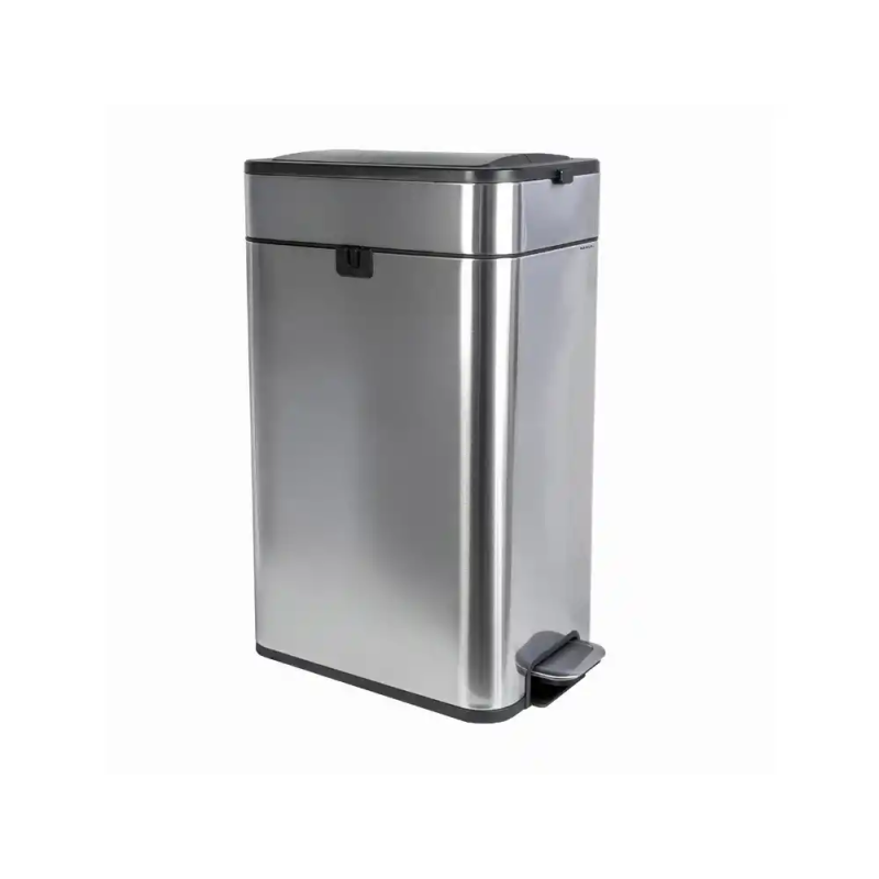 Papelera metalica maul wing acero inoxidable con tapa mariposa 40 litros