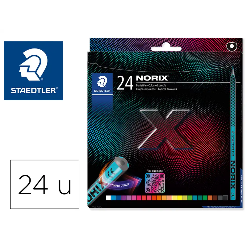 Lapices de colores staedtler norix con forma inteligente estuche de 24 unidades colores surtidos