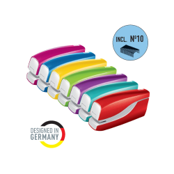 Grapadora petrus electrica e-310 contactless rojo metalizado capacidad 12 hojas usa grapas nº 10