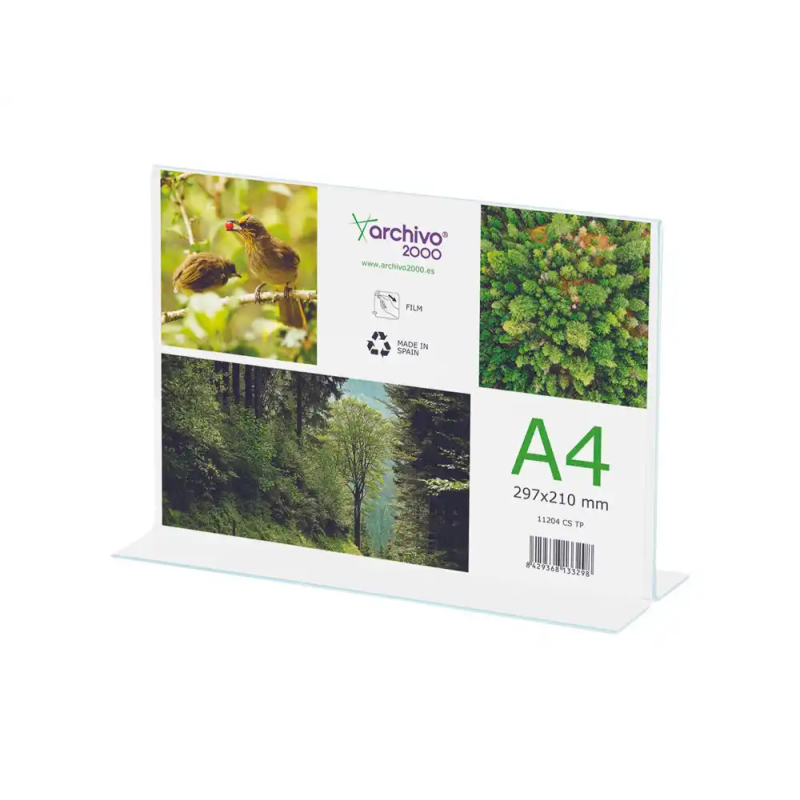 Expositor sobremesa archivo 2000 en forma de t a4 horizontal 85x300x215 mm