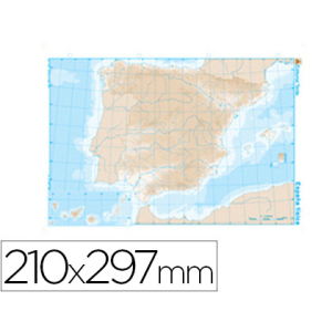 Mapa mudo b/n din a4 españa...