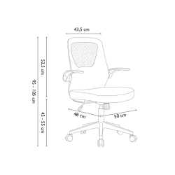 Silla q-connect oficina terni malla alt max 1050 mm anc 500 mm prof 480 mm color gris cuerpo negro