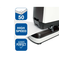 Grapadora rapid pro 90ec electrica blanco capacidad 50 hojas usa grapas n 66 y n 44