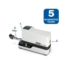 Grapadora rapid pro 90ec electrica blanco capacidad 50 hojas usa grapas n 66 y n 44