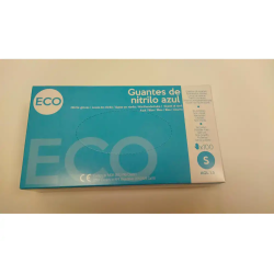 Guantes de nitrilo sanyc eco desechable no empolvado talla s color azul caja de 100 unidades