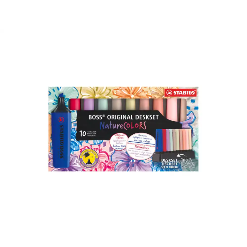 Rotulador stabilo boss fluorescente nature colors wildflower edition set escritorio 10 unidades