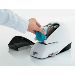 Grapadora rapid 5050e electrica blanco/negro capacidad 50 hojas usa grapas casete 5050