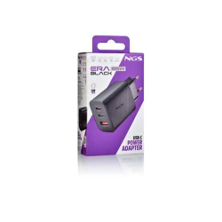 Cargador ngs de pared gan ultrarapido para portatil de 65w con 3 puertos: 2 usb-c y 1 usb-a