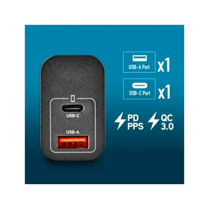 Cargador ngs de pared gan ultrarapido para portatil 30w usb-c + usb-a