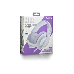 Auriculares ngs vox805 con cable estereo usb-c con control de volumen y adaptador usb color blanco