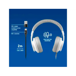 Auriculares ngs vox805 con cable estereo usb-c con control de volumen y adaptador usb color blanco