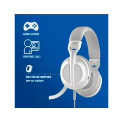 Auriculares ngs vox805 con cable estereo usb-c con control de volumen y adaptador usb color blanco