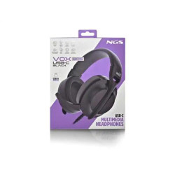 Auriculares ngs vox805 con cable estereo usb-c con control de volumen y adaptador usb color negro