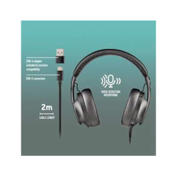 Auriculares ngs vox805 con cable estereo usb-c con control de volumen y adaptador usb color negro