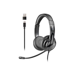 Auriculares ngs vox605 con cable estereo usb-c con control de volumen y adaptador usb color negro