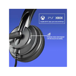 Auriculares ngs vox605 con cable estereo usb-c con control de volumen y adaptador usb color negro