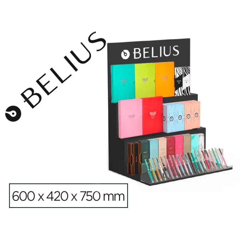 Expositor lote belius sobremesa negro 36 piezas 3 niveles mdf 600x420x750 mm