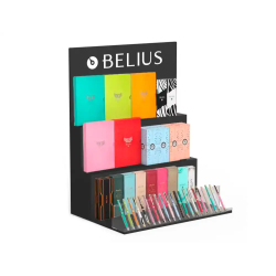 Expositor lote belius sobremesa negro 36 piezas 3 niveles mdf 600x420x750 mm