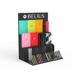 Expositor lote belius sobremesa negro 36 piezas 3 niveles mdf 600x420x750 mm